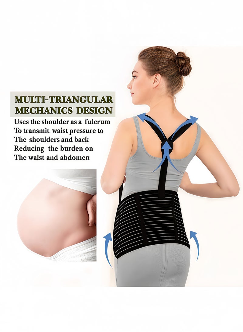 fantasize حزام الحمل، حزام دعم الحمل للنساء الحوامل، ضرورات الحمل للنساء الحوامل لدعم البطن والخصر والحوض والظهر (أسود) - Image 4